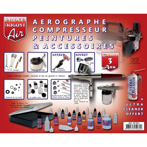 Aérographe - Set complet (aérographe, compresseur et accessoires)
